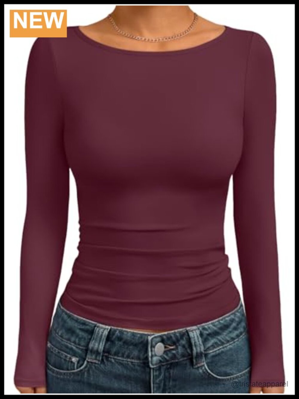 Women's Boat Neck Long Sleeve T-Shirt Soft Stretch Pullover Top Casual